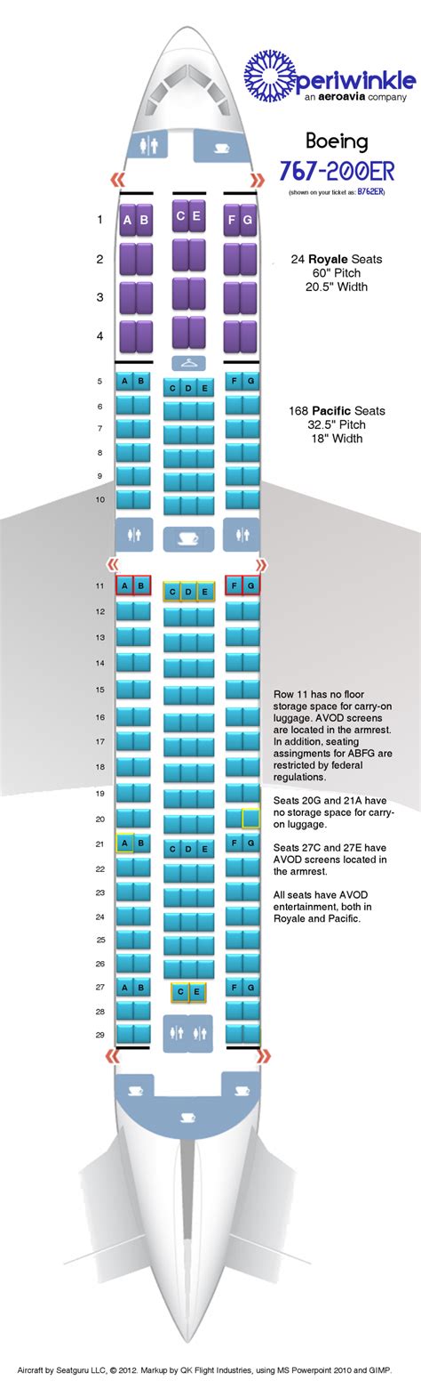 periwinkle Boeing 767-200ER Aircraft Seating Chart - AeroAvia Seat Maps - Gallery - Airline Empires