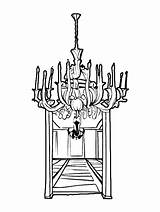 Rococo Ballroom Coloring Page With Chandelier · Creative Fabrica sketch template