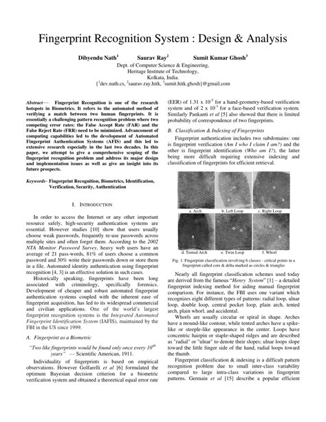 (PDF) Fingerprint Recognition System : Design & Analysis