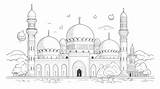 Children Learning Printable Coloring Islamic Mosque For Ramadan  sketch template
