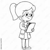 Female scientist Vector Illustration Isolated On White Background  sketch template