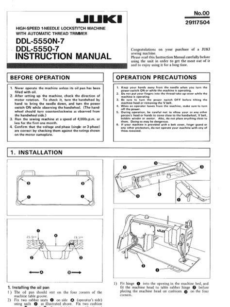 JUKI DDL-5550N-7, DDL-5550-7+Instruction+Manual (+29117504) +no.00 | PDF