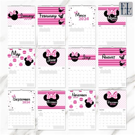 2024 Mouse Monthly Planner, 2024 Mouse Monthly Calendar, Mouse Calendar ...