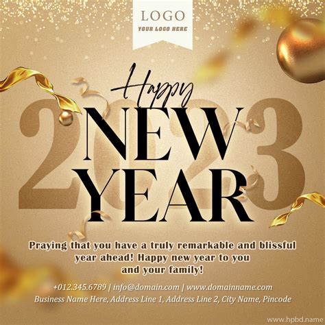 Luxury Golden Happy New Year 2023 Wishes With Company Logo