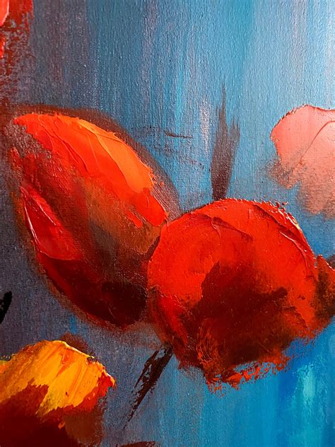 Red flowers Abstract Flowers Oil Painting Oil On Canvas Wall | Etsy