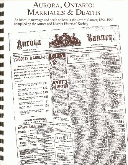 Aurora, Ontario: Marriages & Deaths – Toronto Branch OGS eShop