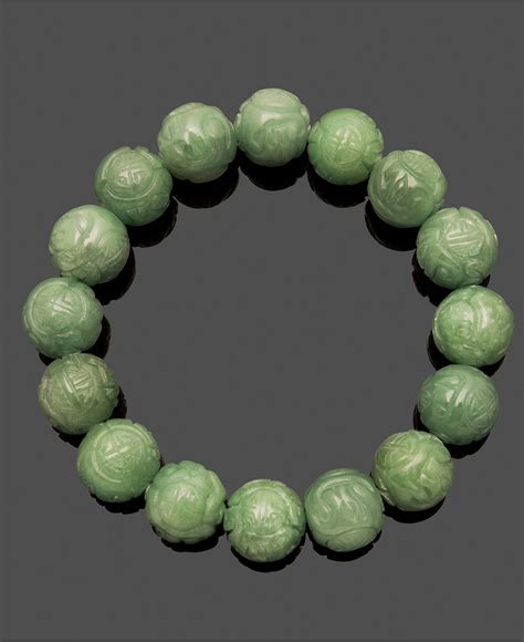 Jade Bracelet, Carved Bead Stretch Bracelet | Jade bracelet, Beaded ...