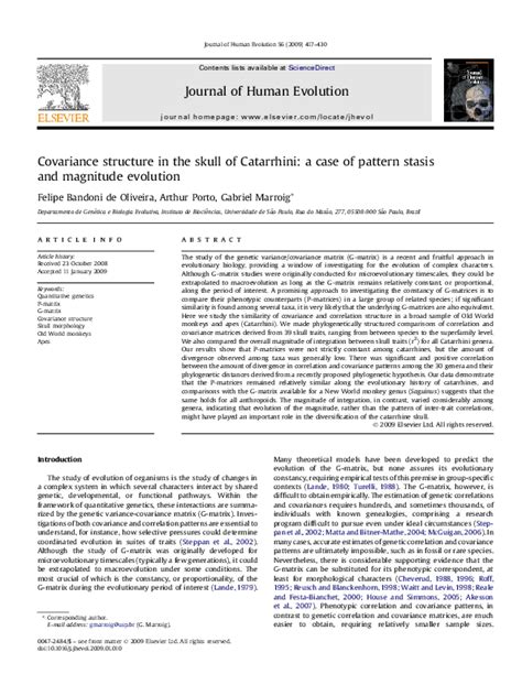 (PDF) Covariance structure in the skull of Catarrhini: a case of pattern stasis | Felipe Bandoni ...