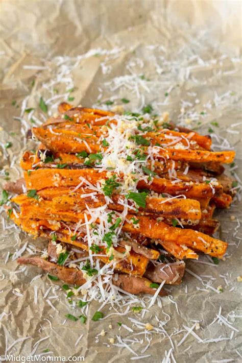Parmesan Garlic Sweet Potato Fries Recipe • MidgetMomma
