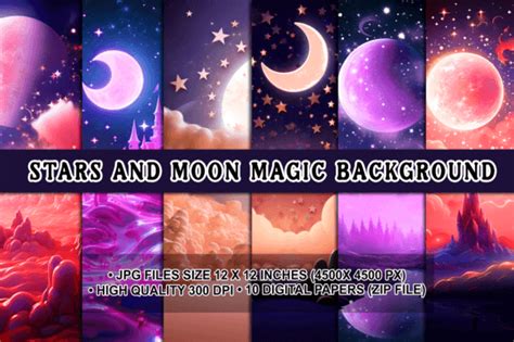 Stars and Moon Magic Background Graphic by mstmahfuzakhatunshilpe · Creative Fabrica