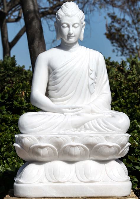 PREORDER White Marble Gandhara Style Buddha Statue Meditating on Lotus ...