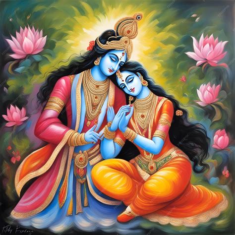 Premium AI Image | Radha krishna painting AI generated image