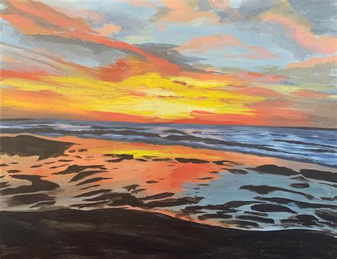 Sunset Sky Painting, Sunset Painting, Acrylic Painting, Beach Art Decor ...