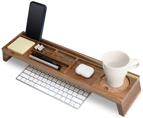 Buy Natural Wood Desk Organizer - Multi-Compartment Wooden Organizers for Home, Office, Cubicle ...
