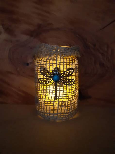 Vintage Style Dragonfly Hessian Candle Jar Lantern, Tea Light Holder - Etsy