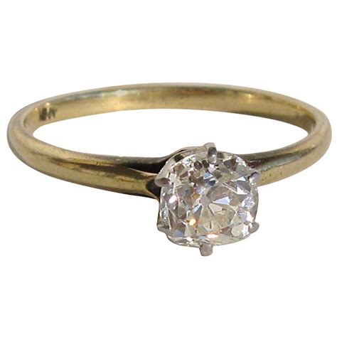 Antique Old Mine Cut Diamond Gold Engagement Ring at 1stDibs