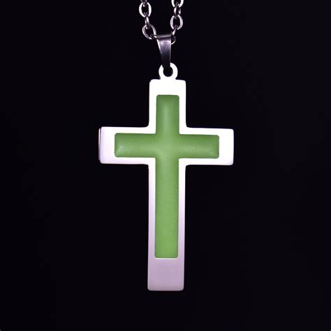 Cross Necklace, Glow in the Dark Necklace, Faith Necklace, Green Cross Necklace, Christian ...