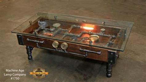 Steampunk Industrial Table / Coffee / Barn Wood / Gauges / Glass / Table #1750 | Vintage ...