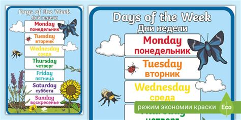 FREE! - Days of the Week Display Poster Russian translation