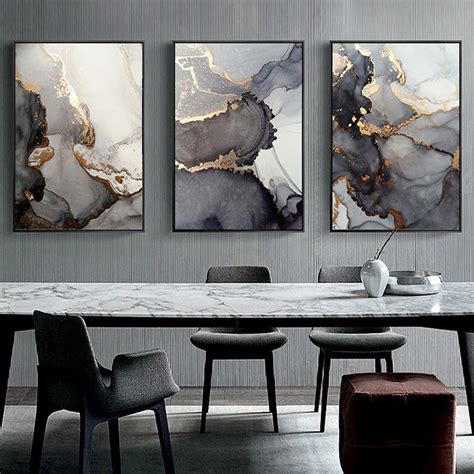 Modern Abstract Black Gold Marble Wall Art Fine Art Canvas Prints Pict ...