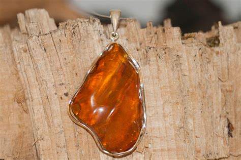 Large Amber Pendant in Sterling Silver. Amber necklace, silver pendant. Baltic Amber jewelry ...