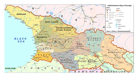 Administrative divisions map of Georgia | Georgia | Asia | Mapsland ...