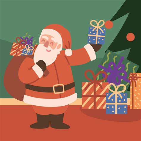 Santa giving gifts 4631611 Vector Art at Vecteezy