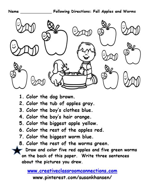 Directions Worksheet Following Directions Drawing Activity ...