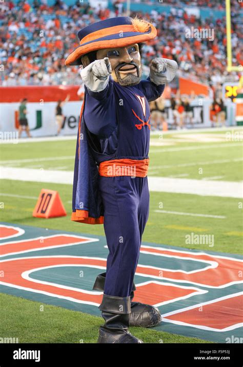 Miami Gardens, FL, USA. 7th Nov, 2015. The Virginia Cavalier mascot on the sidelines during the ...