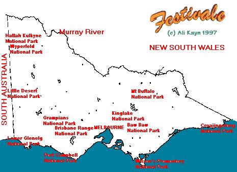 Map of Victoria, National Parks marked, Victoria, Australia in ...