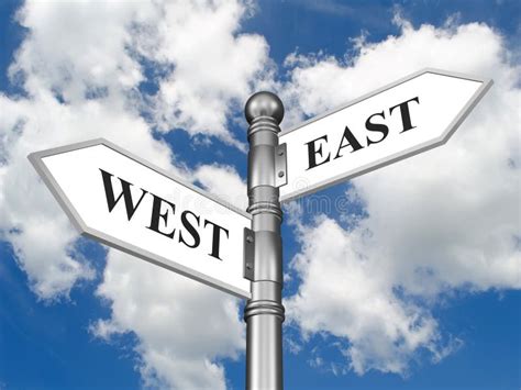 Directional sign East West stock illustration. Illustration of choice ...