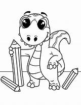 Baby Dinosaur With Pencils Coloring Page  Free Printable sketch template