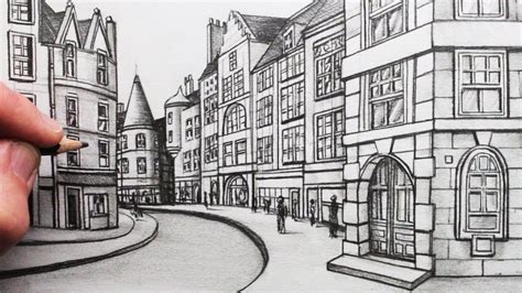 How to Draw Buildings in Perspective: A Street in Edinburgh - YouTube | Perspective drawing ...