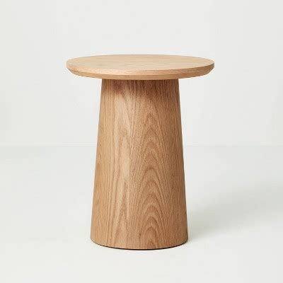 Wooden Round Pedestal Accent Side Table - Natural - Hearth & Hand™ With Magnolia: Farmhouse ...