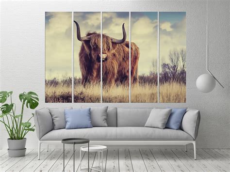 Set of 5 Wall Art Canvas Scottish Highland Cow Canvas Cow - Etsy