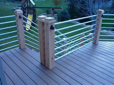 Custom railing system with cedar posts and galvanized pipe. Deck Pvc ...