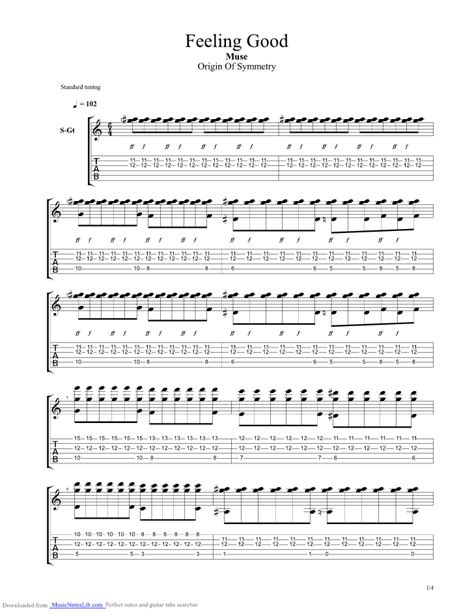 Feeling Good guitar pro tab by Muse @ musicnoteslib.com