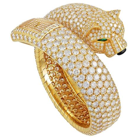 Cartier Diamond Panther Cuff Bangle Watch For Sale at 1stDibs | panther cartier, cartier bangle ...