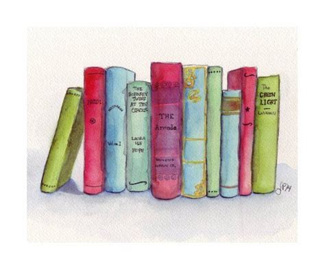 Set of Books Watercolor Painting 5x7 Print - Book Lover Illustration - Stack of Books Literature ...