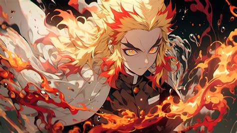 Cool Demon Slayer Kyojuro Rengoku Anime Desktop Wallpaper 4K