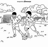 two boys playing Football Coloring Pages For Kids & Adults Design Free  sketch template