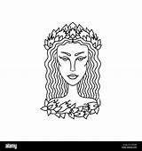 Virgo Girl Portrait Zodiac Sign For Adult coloring Book Simple Black  sketch template