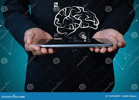 Digital Illustration of Businessman and Human Brain Stock Image - Image ...