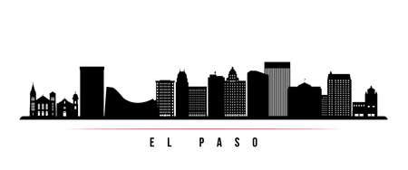 El Paso skyline horizontal banner. Black and white silhouette of El ...