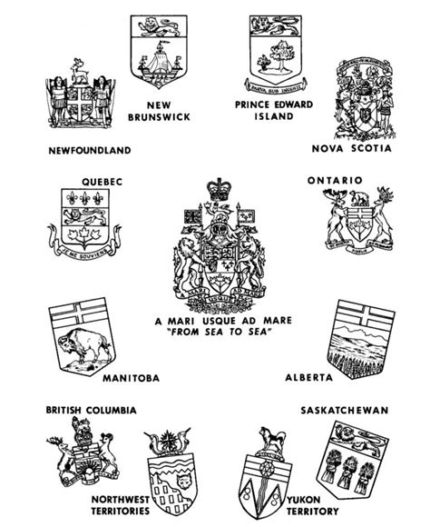 Canada Coat of Arms, Canadian Provence Coat of Arms Coloring Pages | HonkingDonkey | Canada day ...