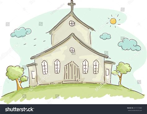 Doodle Illustration Facade Church Stock Vector (Royalty Free) 311117483 | Shutterstock