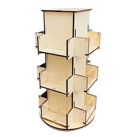 Buy Rotating Display Stand, 3 Tier Wooden Organizer, 4-Sided Display ...