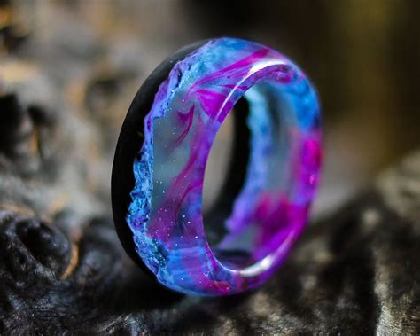 Wood Resin Ring Custom Wood Ring Unique Wooden Ring Glow Ring in the Dark Wood Resin Ring Magic ...