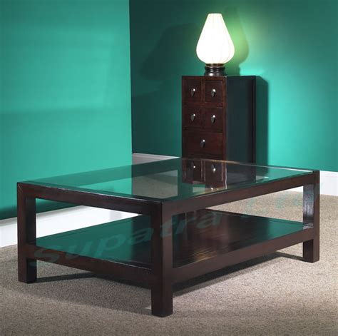 2024 Popular Dark Wood Coffee Table with Glass Top