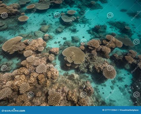 Aerial View of a Vibrant Coral Reef System Stock Illustration ...